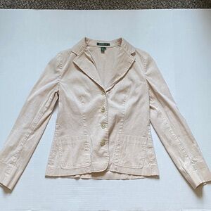 VINTAGE Ralph Lauren Pinstripe Women's Cream Blazer Jacket
